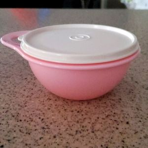 Pink Tupperware bowl